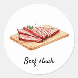 Sticker Rond steak de boeuf professionnel personnalisé Mariage 