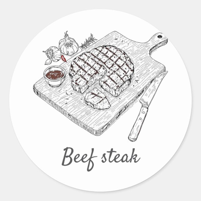 Sticker Rond steak de boeuf professionnel personnalisé Mariage  (Devant)