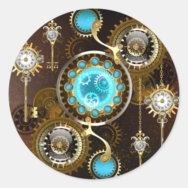 Sticker Rond Steampunk Rusty Background (Devant)