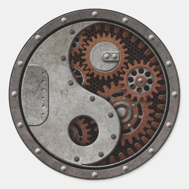 Sticker Rond Steampunk Yin Yang (Devant)