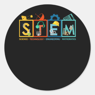 Sticker Rond STEM Science Technology Engineering Math Teacher S