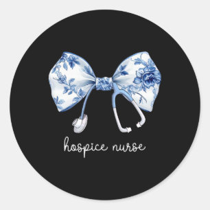 Sticker Rond Stethoscope Coquette Bow Hospice Aide Pallia