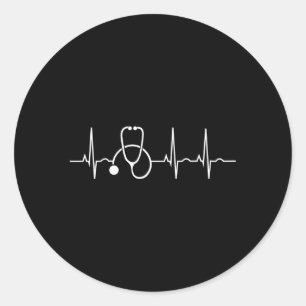Sticker Rond Stethoscope Hebeat Ekg Infirmière Docteur Médicale