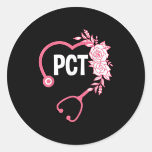 Sticker Rond Stéthoscope Pct Design Technicien en soins aux pat