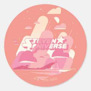 Sticker Rond Steven Universe   Ville de plage