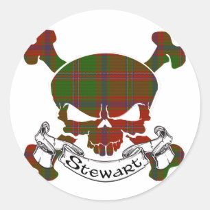 Sticker Rond Stewart Tartan Skull