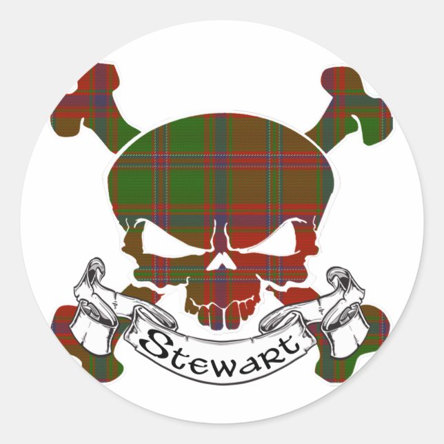 Sticker Rond Stewart Tartan Skull (Devant)