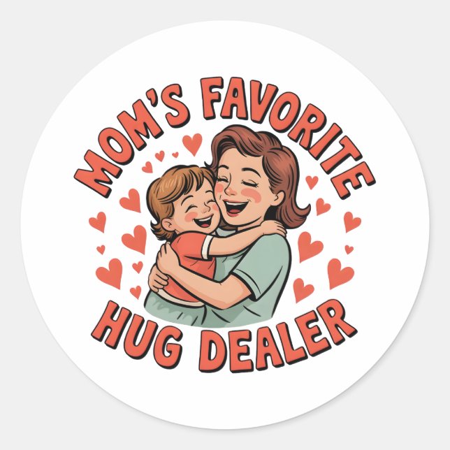 Sticker Rond Stick a Hug Anywhere - L’amour de maman dans chaqu (Devant)