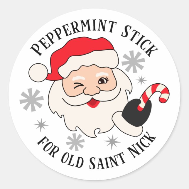 Sticker Rond Stick à menthe poivrée pour Vieux Saint Nick (Devant)