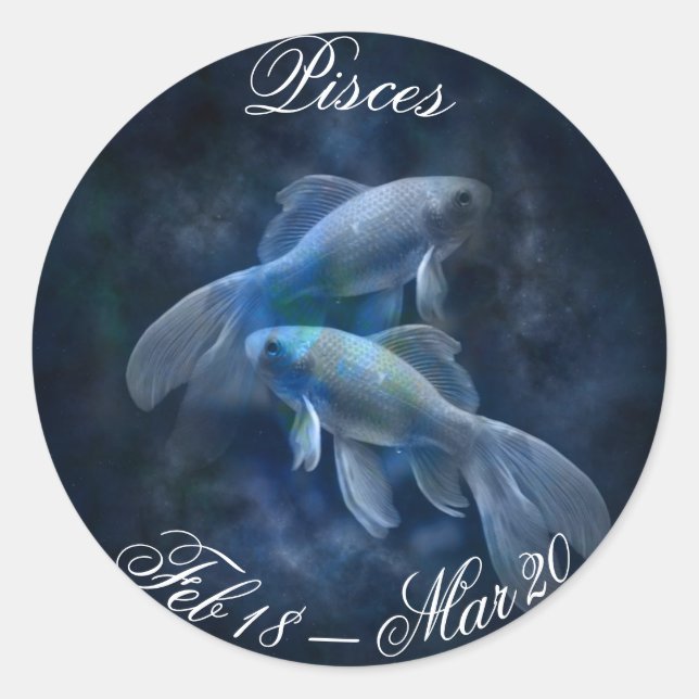 Sticker Rond Stick astrologique Zodiac Horoscope Pisces (Devant)