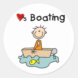 Sticker Rond Stick Boy aime le bateau