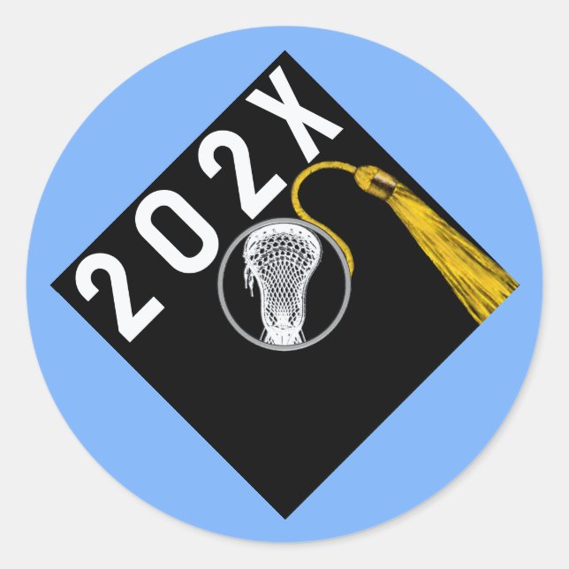 Sticker Rond Stick Carré bleu nuit senior de l'équipe de crosse (Devant)