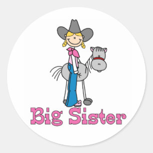 Sticker Rond Stick Cowgirl Big Sister