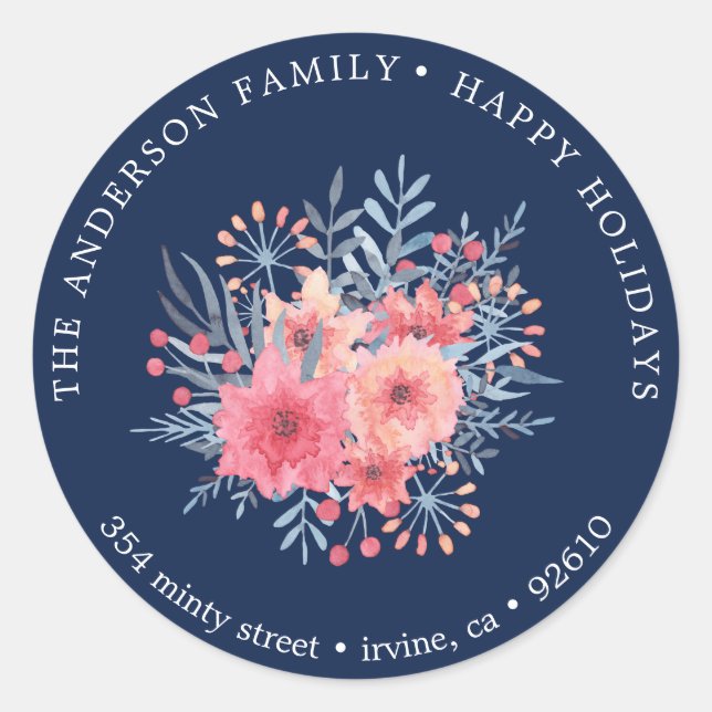 Sticker Rond Stick d'adresse de retour Hiver bleu ⎢ Fête (Devant)