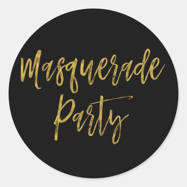Sticker Rond Stick d'anniversaire Masquerade Party Gold Foil (Devant)