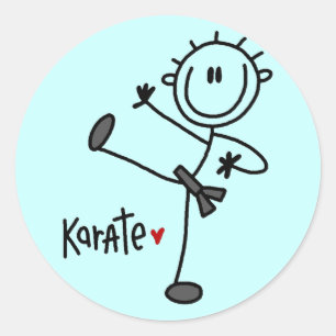 Sticker Rond Stick de base Figure Karate T-shirts et cadeaux
