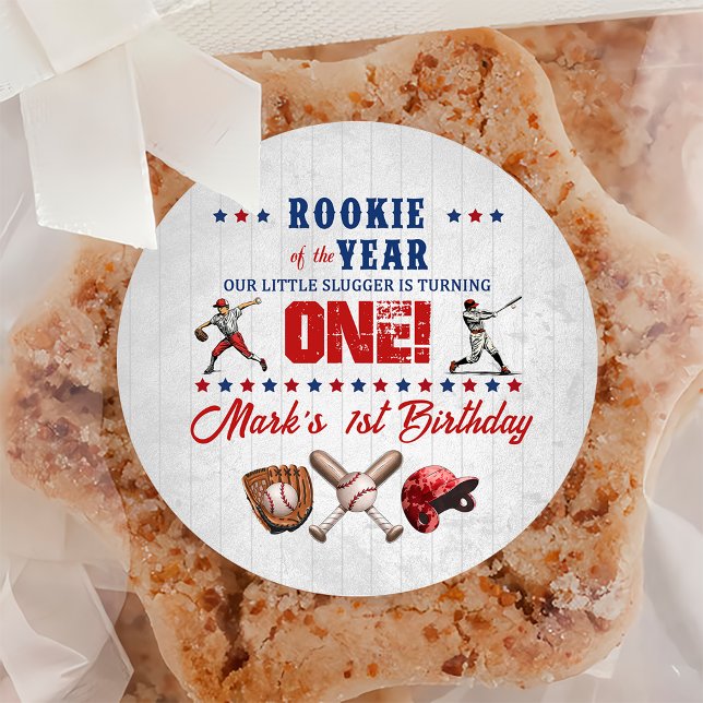 Sticker Rond Stick de baseball 1er anniversaire (Créateur téléchargé)