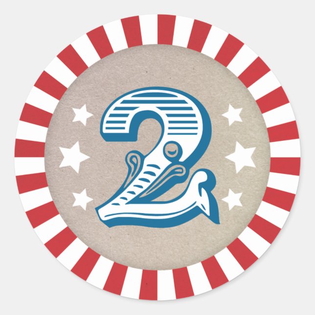 Sticker Rond Stick de carnaval à thème du cirque d'anniversaire (Devant)