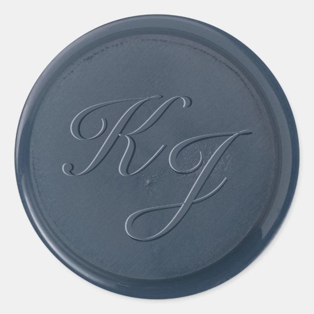 Sticker Rond Stick de cire bleu marine Monogramme (Devant)