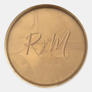 Sticker Rond Stick de cire d'or initial Monogramme