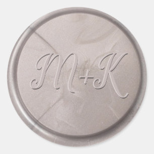 Sticker Rond Stick de cire gris perle initial Monogramme