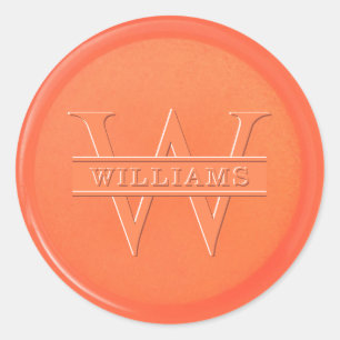Sticker Rond Stick de cire orange Monogramme