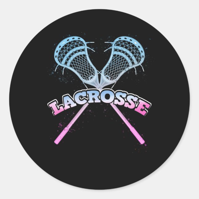 Sticker Rond Stick De Crosse Pour Lacrosse Joueurs Sport Lax St (Devant)