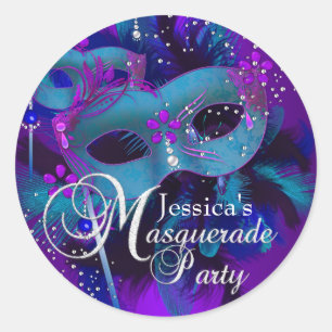 Sticker Rond Stick de fête Masquerade Masquerade Masques Masque