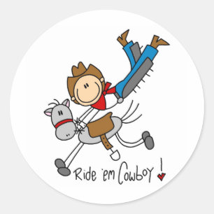 Sticker Rond Stick de la figure Em Cowboy