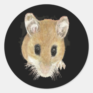 Sticker Rond Stick de la souris de poche d'aquarelle
