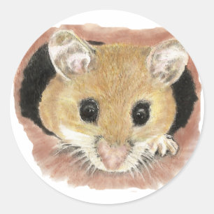 Sticker Rond Stick de la souris de poche d'aquarelle