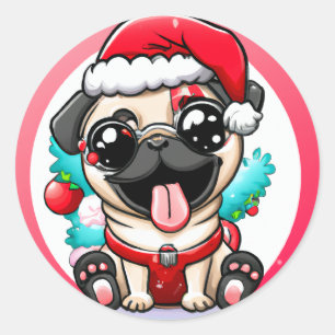 Sticker Rond Stick de Noël Carlin Chibi Kawaii