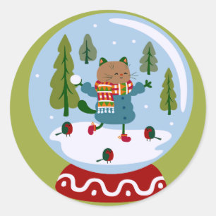 Sticker Rond Stick du Globe de neige de Noël