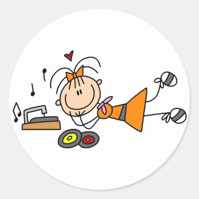 Sticker Rond Stick Figure 50's Girl T-shirts et cadeaux (Devant)