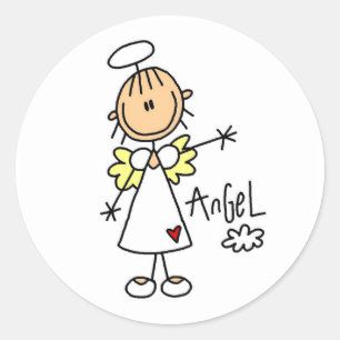 Sticker Rond Stick Figure Angel T-shirts et cadeaux
