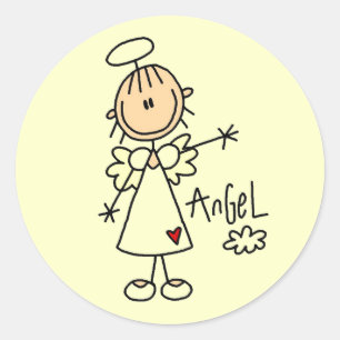 Sticker Rond Stick Figure Angel T-shirts et cadeaux