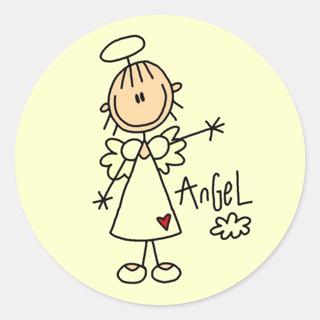Sticker Rond Stick Figure Angel T-shirts et cadeaux (Devant)