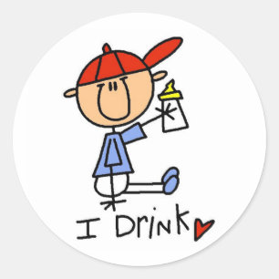 Sticker Rond Stick Figure Baby I Boire des T-shirts et des cade