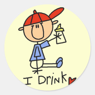 Sticker Rond Stick Figure Baby I Boire des T-shirts et des cade