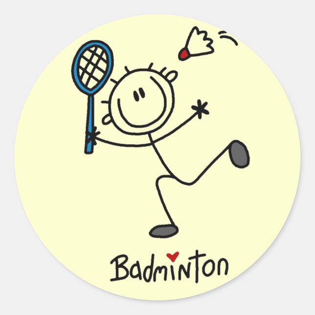 Sticker Rond Stick Figure Badminton T-shirts et cadeaux (Devant)