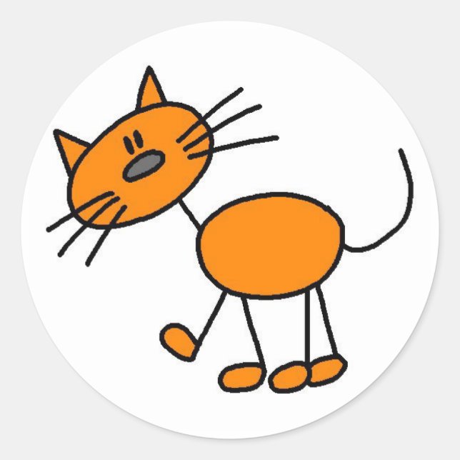 Sticker Rond Stick Figure Chat T-shirts et cadeaux (Devant)