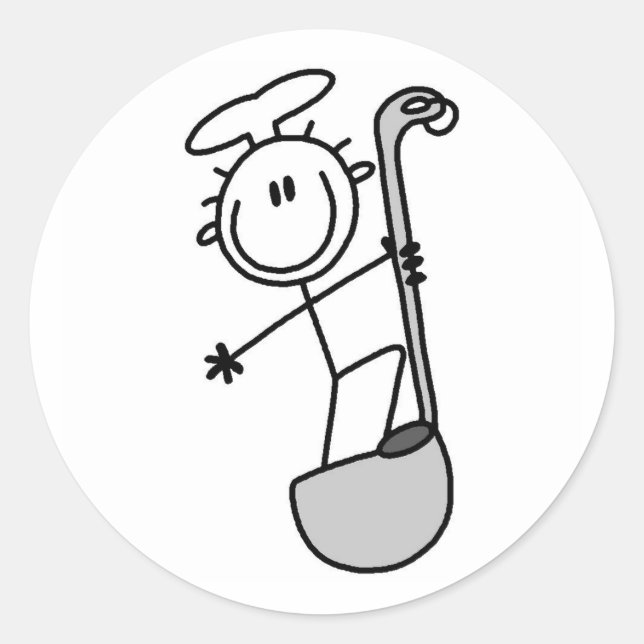 Sticker Rond Stick Figure Chef avec Ladle (Devant)