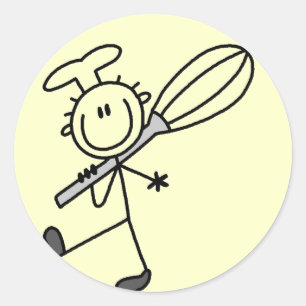 Sticker Rond Stick Figure Chef avec Whisk Tshirts