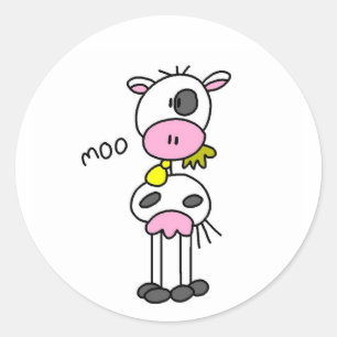 Sticker Rond Stick Figure Cow Tshirts et cadeaux