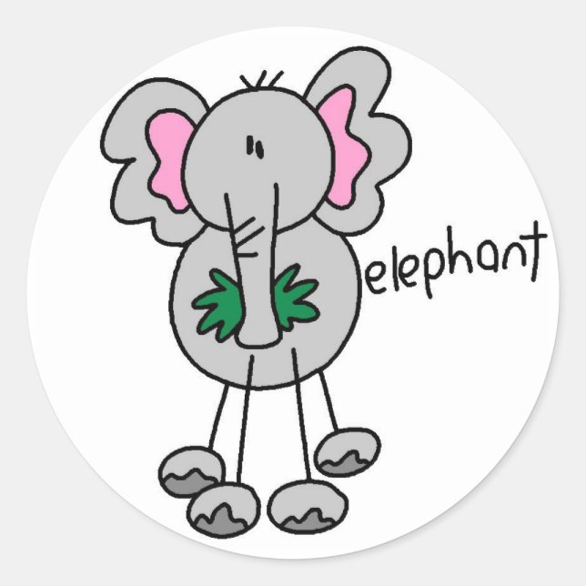 Sticker Rond Stick Figure Elephant Tshirts et cadeaux (Devant)