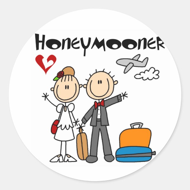 Sticker Rond Stick Figure Honeymooner T-shirts et cadeaux (Devant)