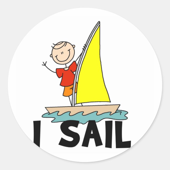 Sticker Rond Stick Figure I Sail T-shirts et cadeaux (Devant)