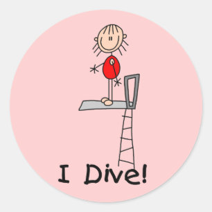 Sticker Rond Stick Figure I Tshirts et cadeaux de plongée