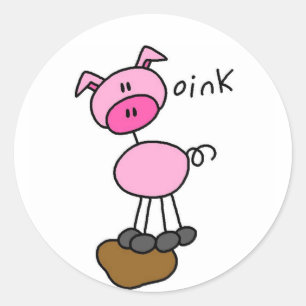 Sticker Rond Stick Figure Pig Tshirts et cadeaux