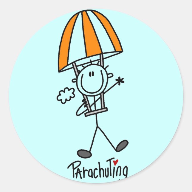Sticker Rond Stick Figure T-shirts et cadeaux de parachutisme (Devant)